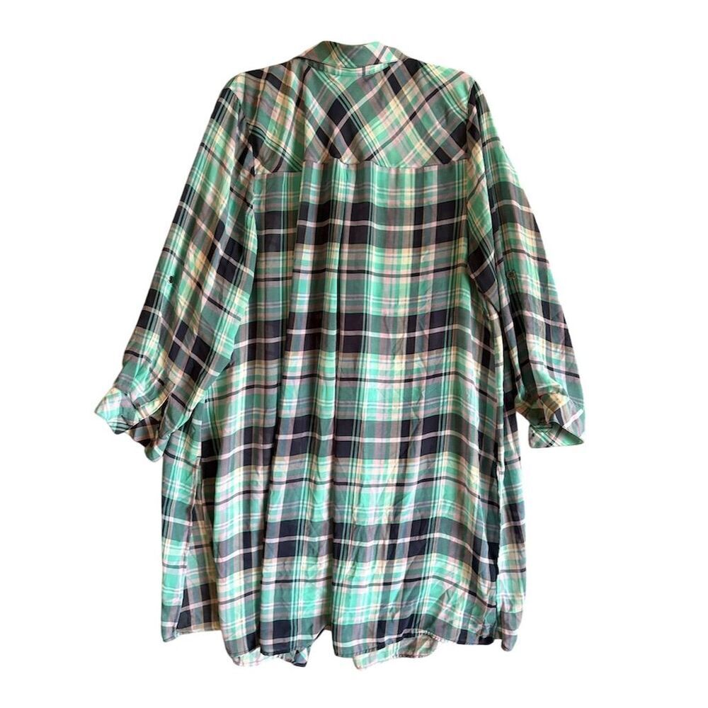 Catherines Women's 2X Plaid Tunic Top Multicolor Long Sleeve Blouse
